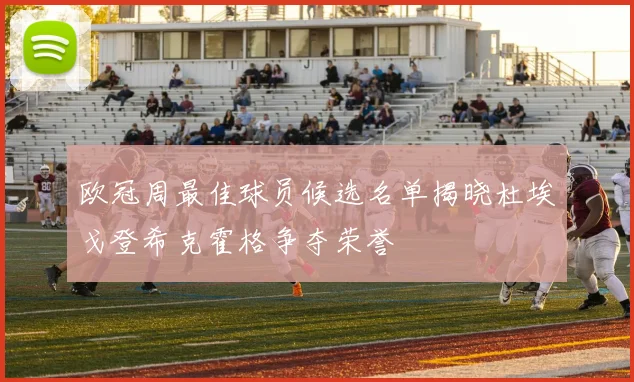 欧冠周最佳球员候选名单揭晓杜埃戈登希克霍格争夺荣誉
